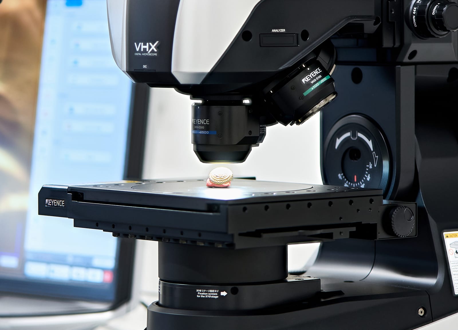 Digital microscope examining a metal sample