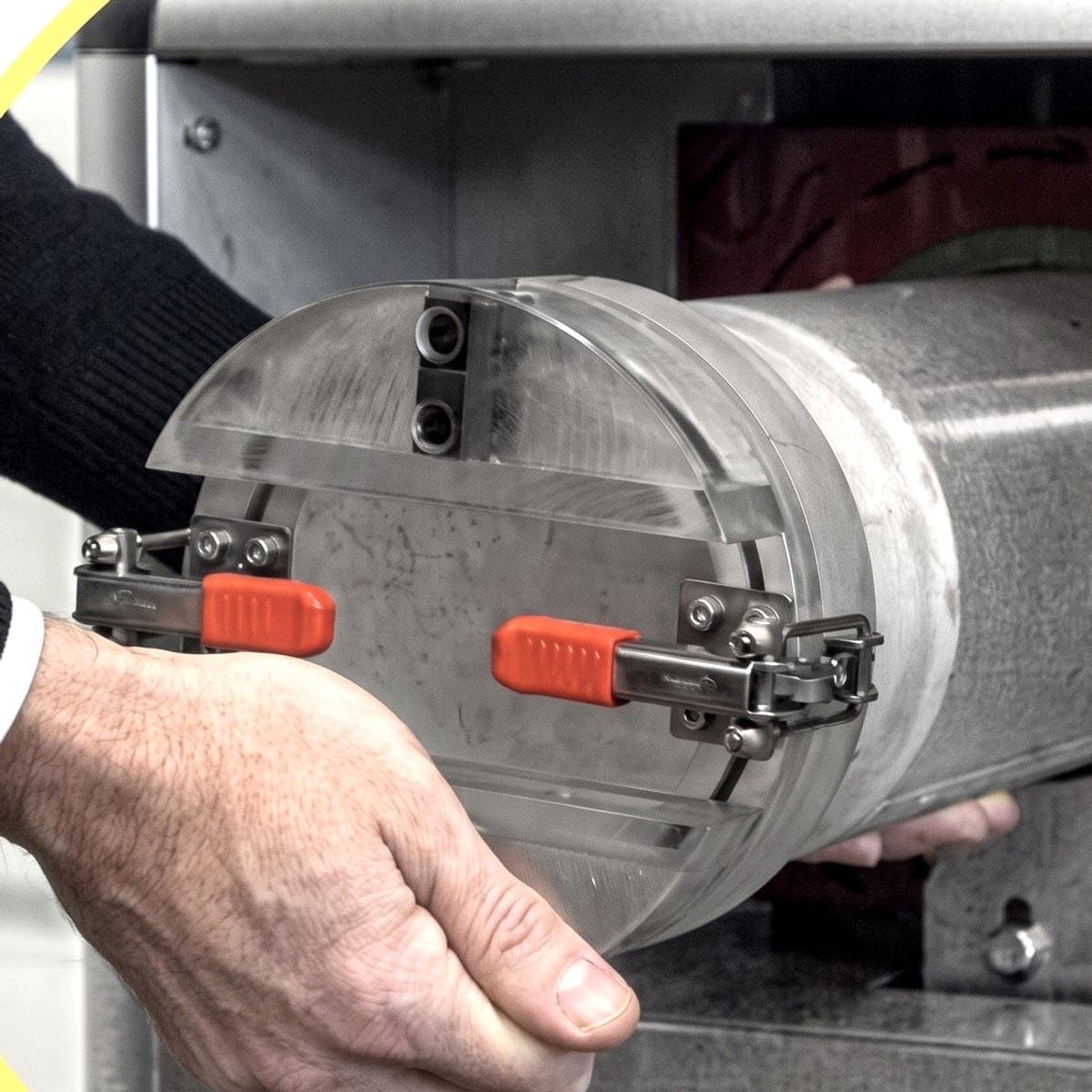 The barrel removed from the machine