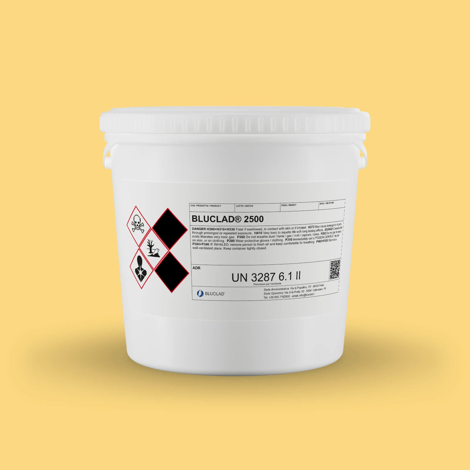 Secchiello BLUCLAD® 2500 su sfondo nel colore del deposito