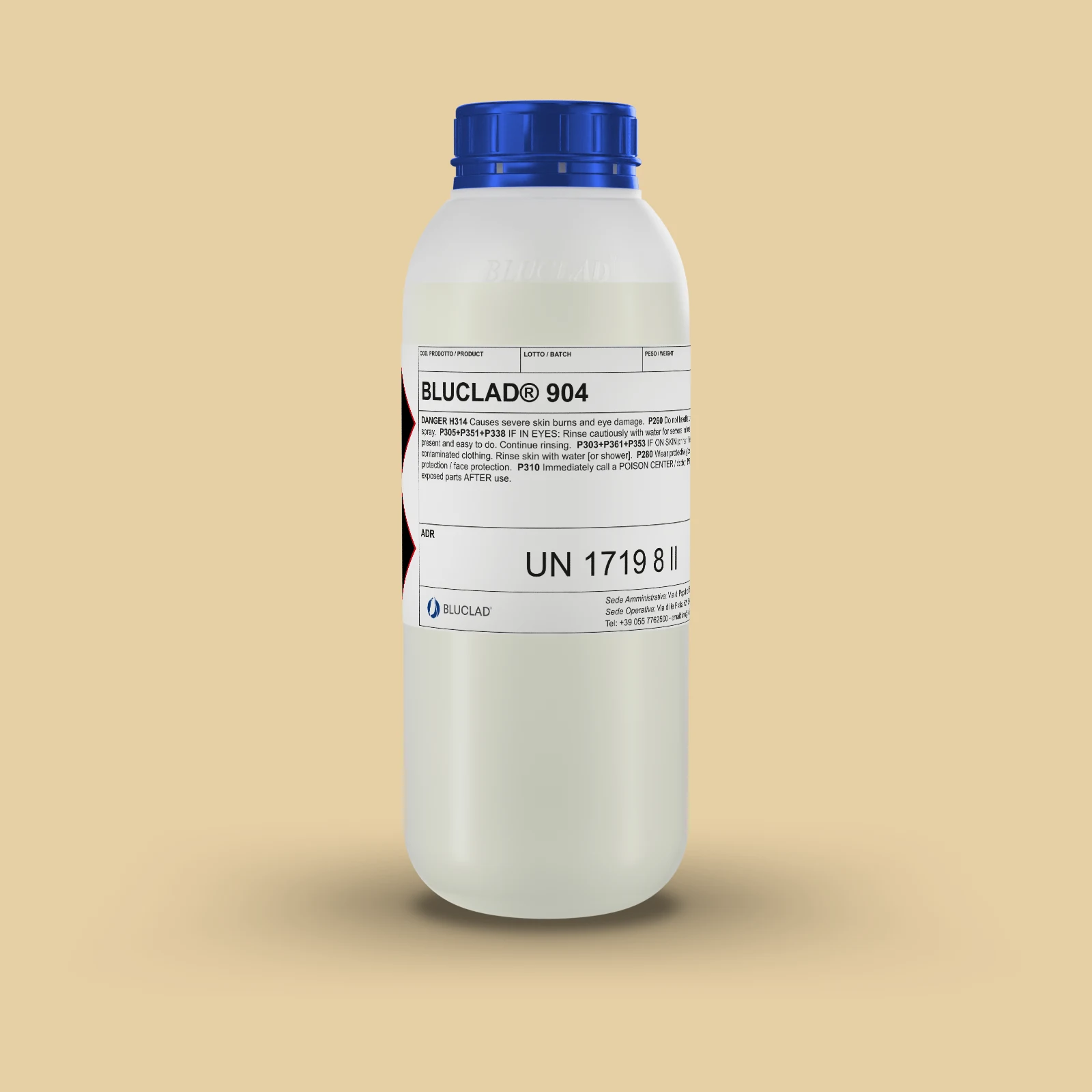 Flacon BLUCLAD® 904 sur fond de la couleur du dépôt